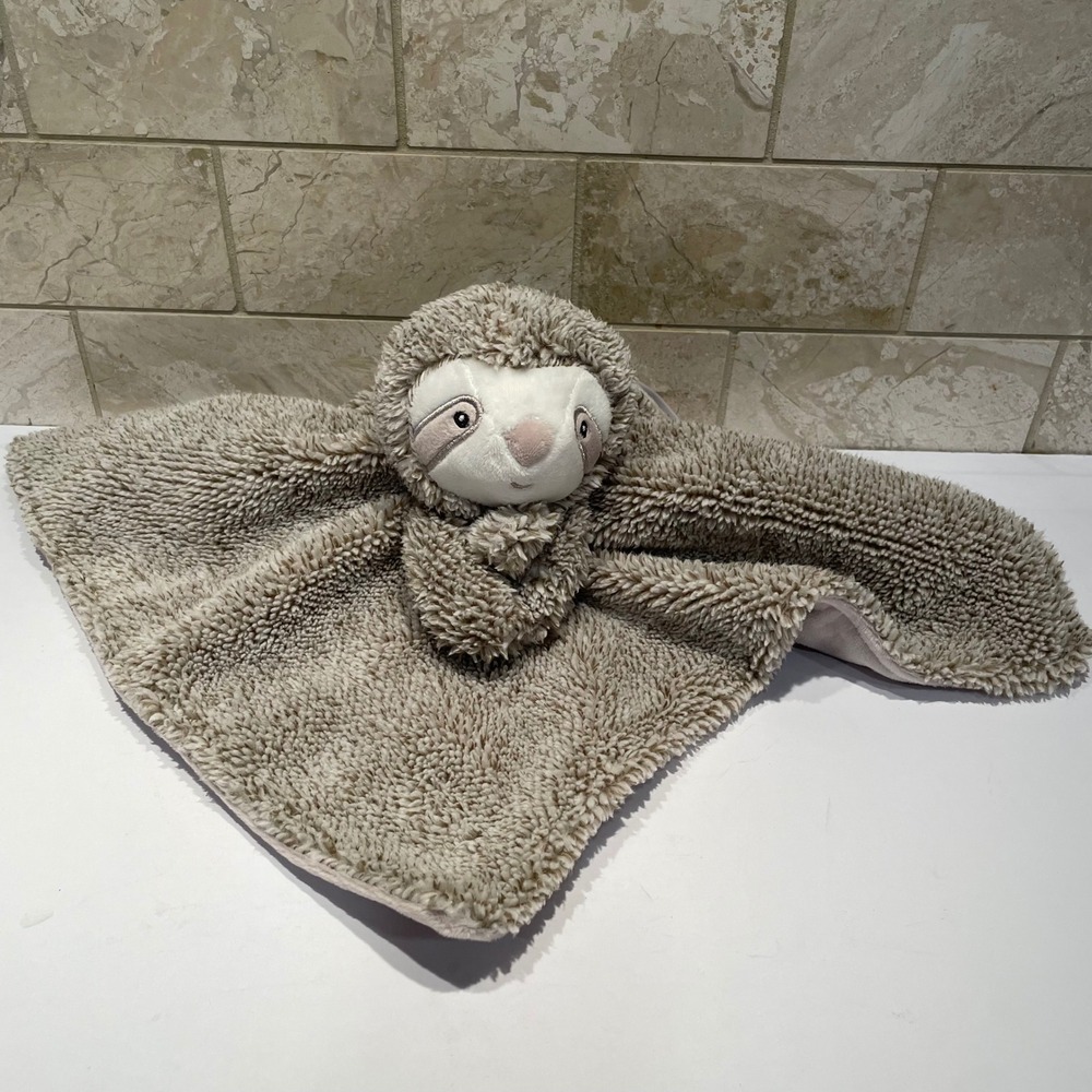 Carters Sloth Security Blanket Lovey Taupe Brown Plush Faux Fur Fleece‎ Baby Toy